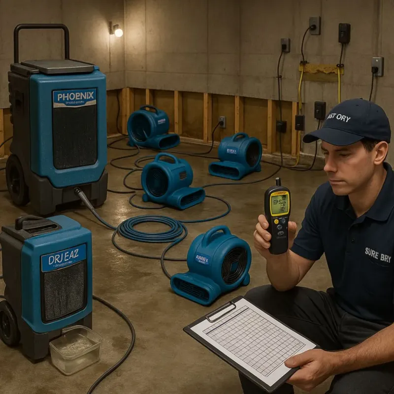 Structural Drying and Dehumidification process in Bethany Beach, DE